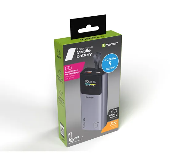 Tracer Comet 10000mAh PD QC 22,5W Szary