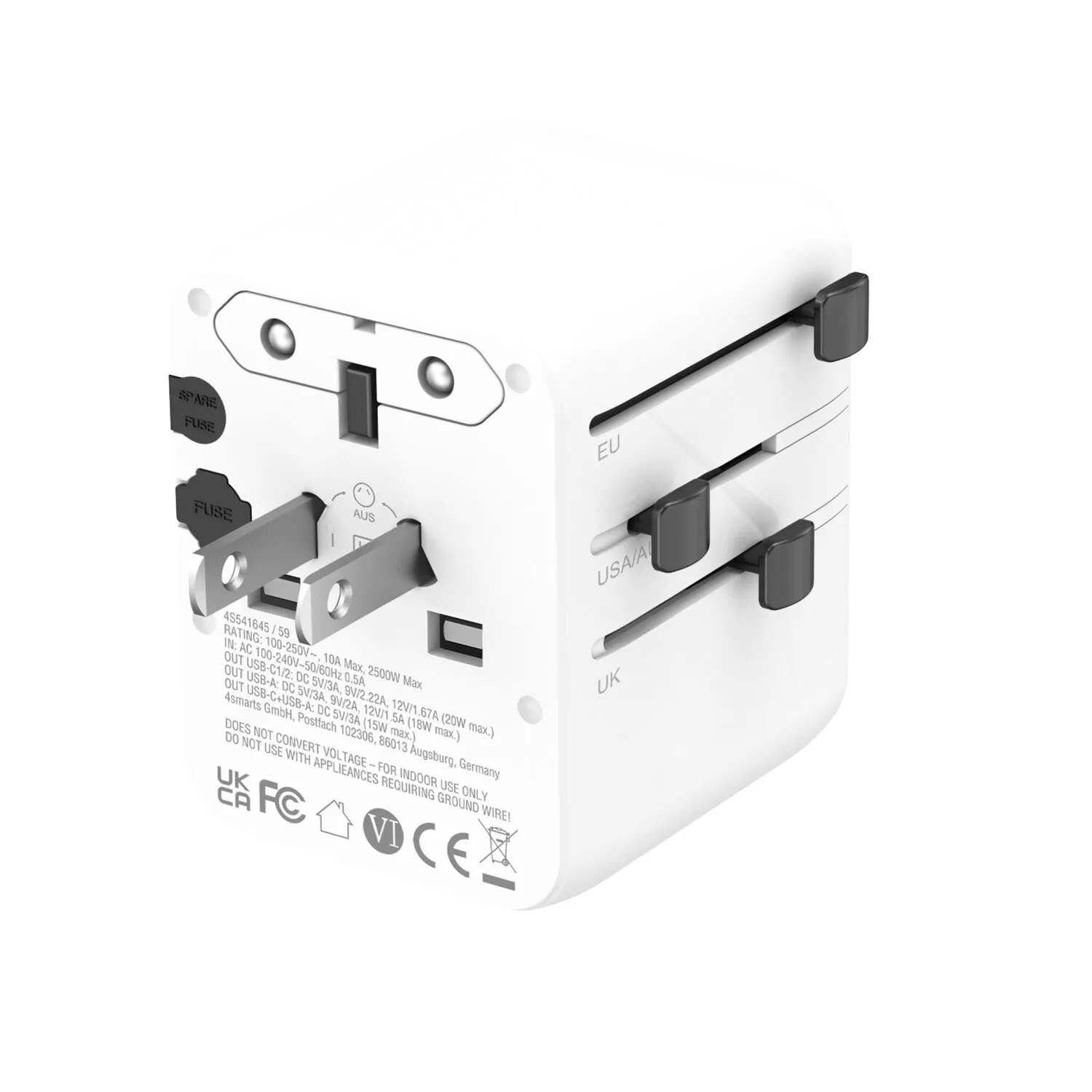 Adapter podróżny 4smarts 541645 Nomad GaN 20W 2C+1A Biały