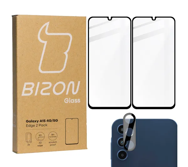 Bizon 2x Szkło + szybka na aparat Edge 2 Pack do Samsung Galaxy A15 5G/4G
