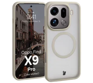 Bizon MatteO do Oppo Find X9 Pro Półprzezroczyste z beżową ramką