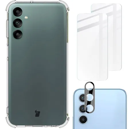 Etui Bizon elastyczne etui + 2x szkło hartowane + szkło na aparat Clear Pack do Samsung Galaxy A24 4G
