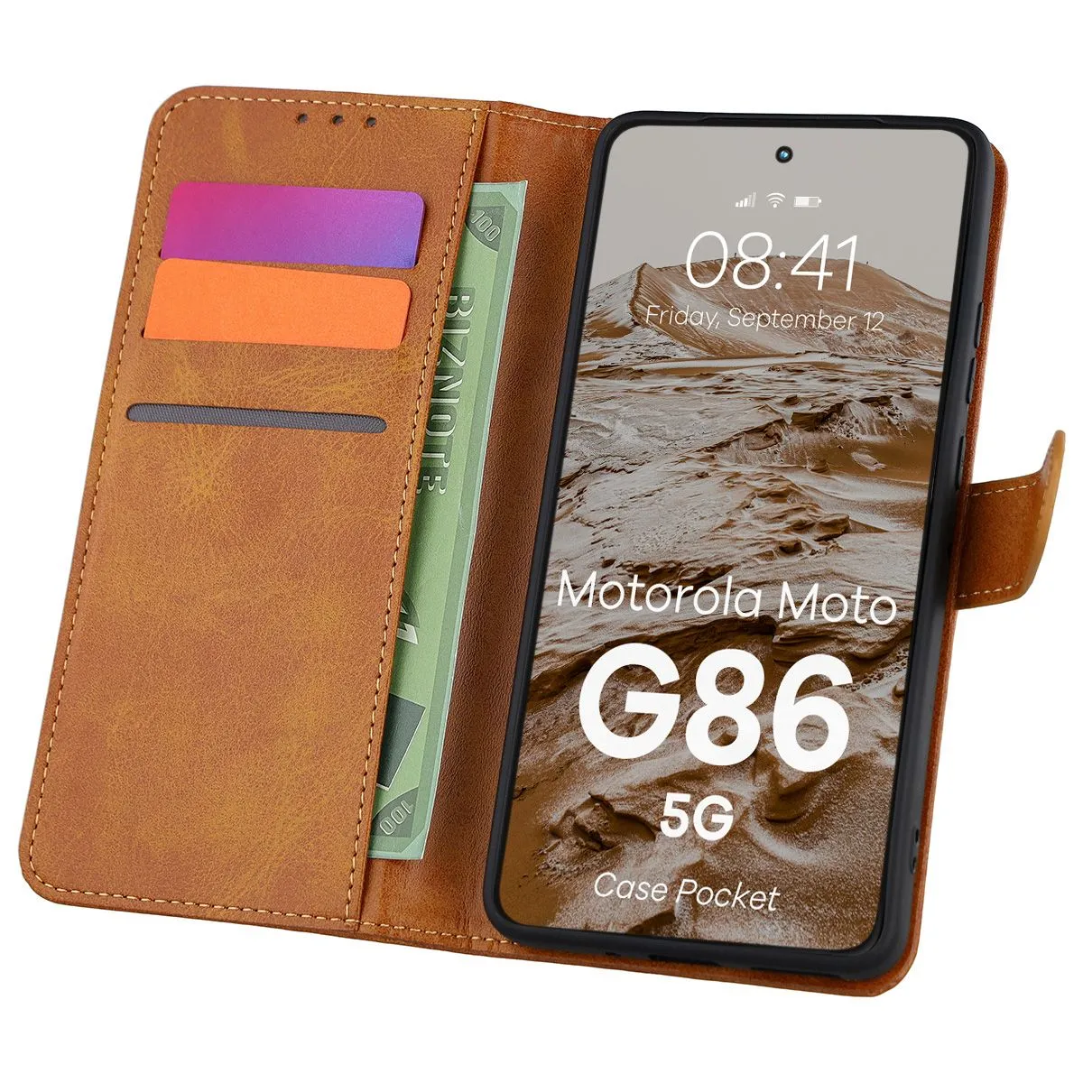 Etui Bizon Pocket do Motorola Moto G86 Power 5G Brązowy