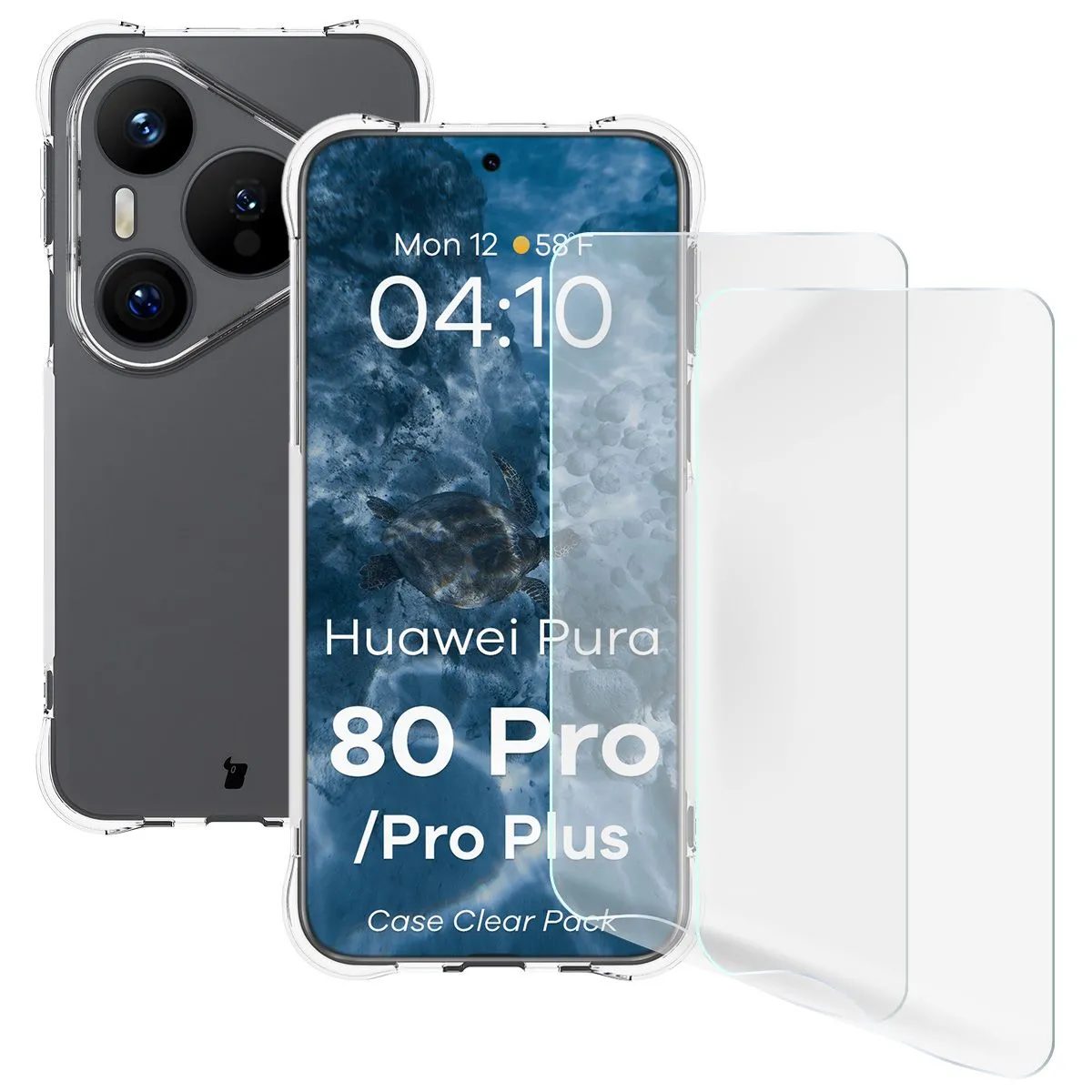Etui Bizon elastyczne etui + folia ochronna Clear Pack do Huawei Pura 80 Pro / 80 Pro Plus