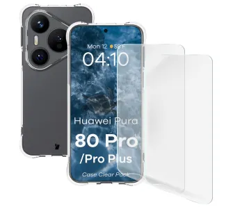 Etui Bizon elastyczne etui + folia ochronna Clear Pack do Huawei Pura 80 Pro / 80 Pro Plus