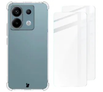 Etui Bizon etui + 2x szkło hartowane Clear Pack do Xiaomi Poco M6 Pro 4G / Redmi Note 13 Pro 4G