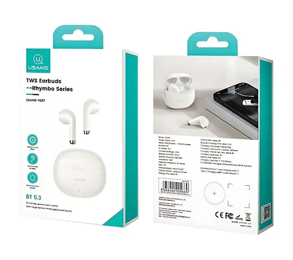 USAMS Rhymbo TWS Douszne Bluetooth 5.3 Beżowy