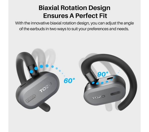 Tozo OpenBuds Douszne Bluetooth 5.3 Czarny
