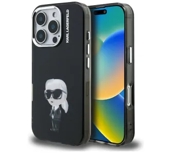 Etui Karl Lagerfeld IML Aquarelle Karl & Logo MagSafe do iPhone 16 Pro Max Czarny