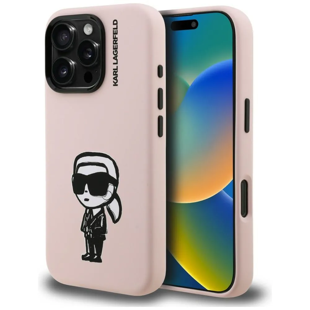 Etui Karl Lagerfeld Silicone Karl Sketch MagSafe do iPhone 16 Pro Max Różowy