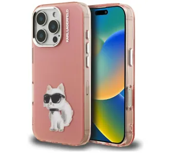 Etui Karl Lagerfeld IML Aquarelle Choupette & Logo do iPhone 16 Pro Różowy