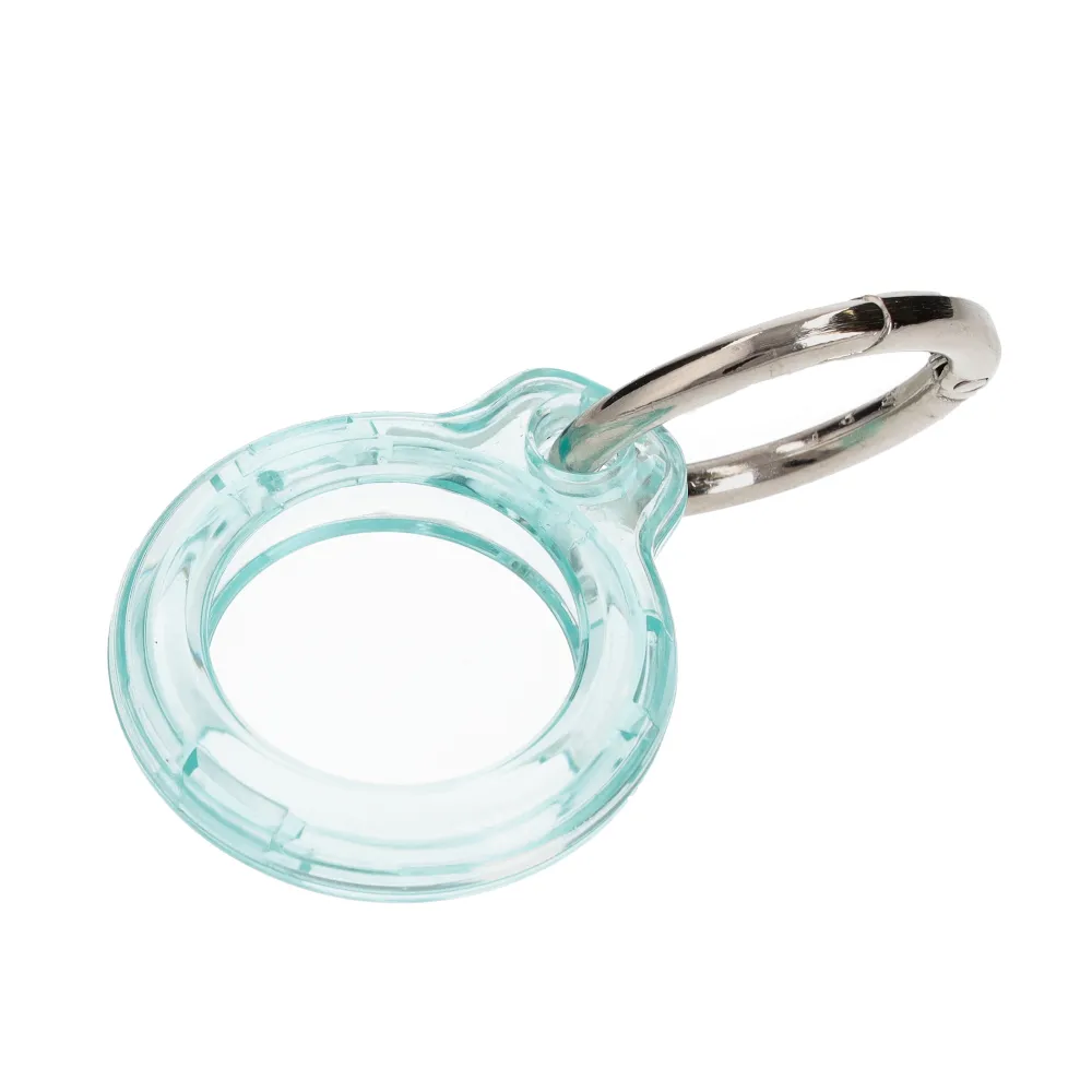 Etui Bizon z kółkiem do kluczy Case Locator Keychain do AirTag Przezroczysto-miętowy
