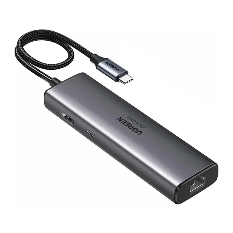 Hub USB UGREEN CM512 6w1 HDMI 4K USB RJ45 PD Szary
