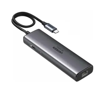 Hub USB UGREEN CM512 6w1 HDMI 4K USB RJ45 PD Szary