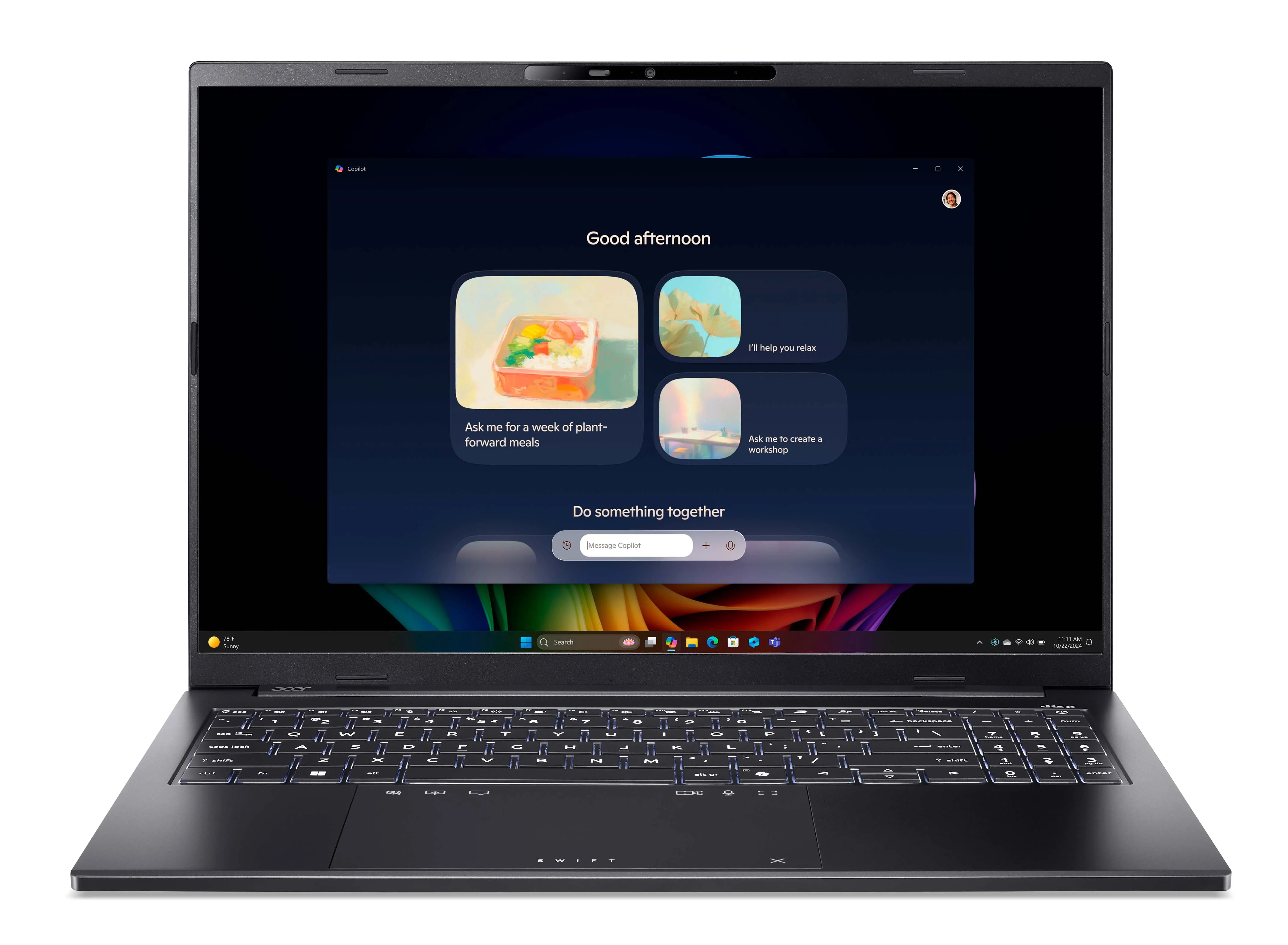 Laptop Acer Swift Go 16 AI SFG16-74 OLED 16" Core Ultra 9 288V 32GB RAM 2TB Dysk SSD Win11 Czarny Funkcje AI