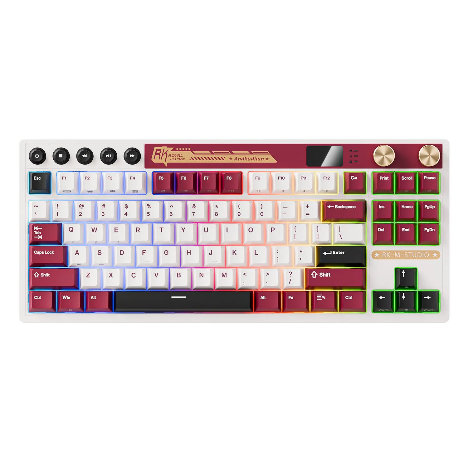 Klawiatura mechaniczna Royal Kludge RK-M87 Famicom Cream Switch Biało-Czerwony