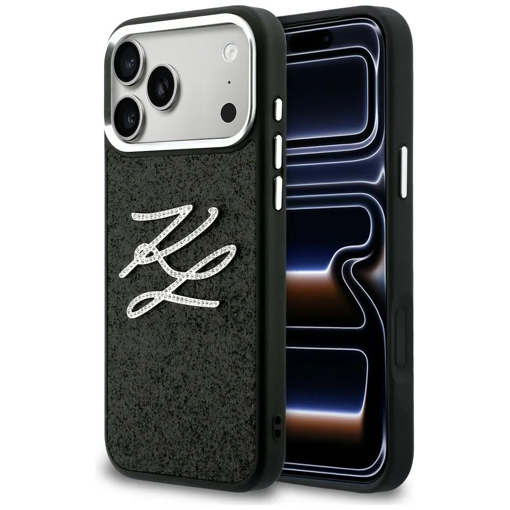 Etui Karl Lagerfeld IML Glitter KL Diamond Logo do iPhone 17 Pro Max Czarny