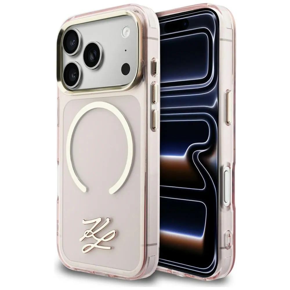 Etui Karl Lagerfeld IML KL Script Logo MagSafe do iPhone 17 Pro Max Różowy