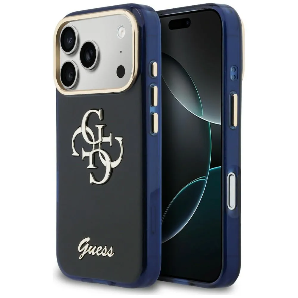 Etui Guess IML 4G Script Metal do iPhone 17 Pro Max Niebieski