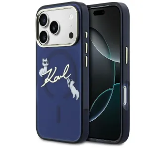 Etui Karl Lagerfeld IML Choupettes Karl Script Logo MagSafe do iPhone 17 Pro Niebieski