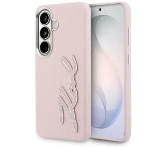 Etui Karl Lagerfeld Grained Signature Metal Resin Logo do Galaxy S26 Różowy