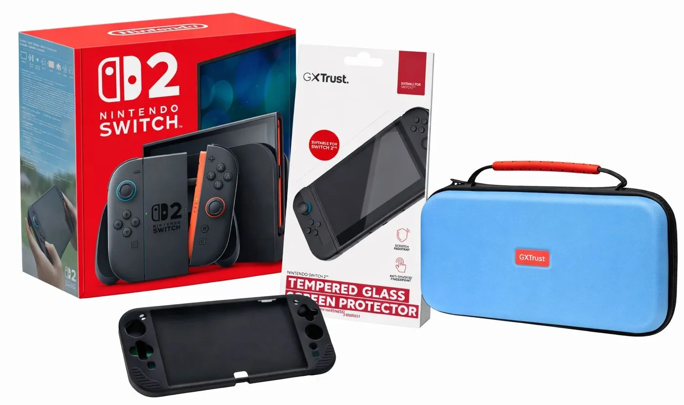 Konsola Nintendo Switch 2 Joy-Con Czarny + Szkło Trust GXT 1254 + Etui Trust GXT 1253 + Etui Trust GXT 1251B