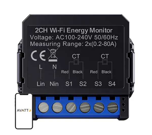 Avatto Inteligentny dwukierunkowy licznik energii Avatto WiFi WPM16-2