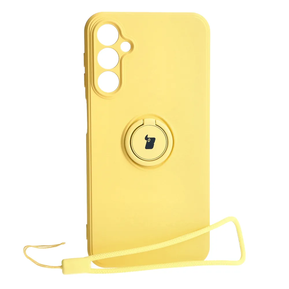 Etui Bizon Silicone Ring Sq do Galaxy A24 4G Żółty