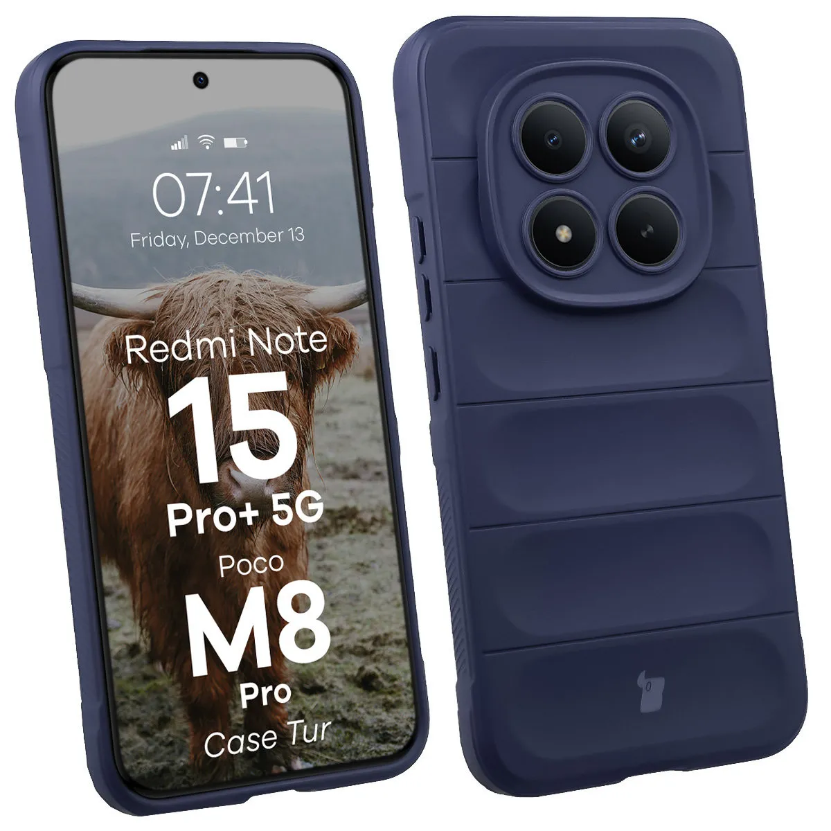 Etui Bizon Tur do Xiaomi Redmi Note 15 Pro Plus 5G / POCO M8 Pro 5G Granatowy