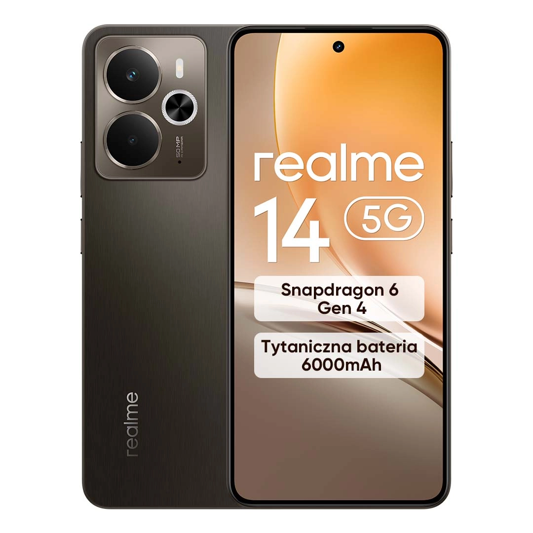 Smartfon realme 14 5G 8/256GB Funkcje AI 6,67" 120Hz 50Mpix Brązowy
