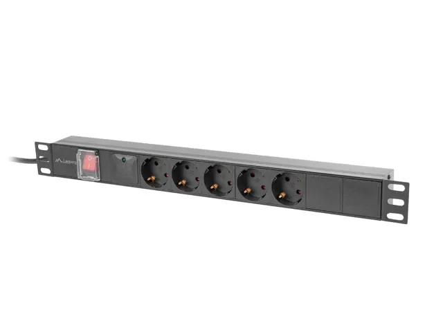 Listwa zasilająca Lanberg RACK PDU 1U 16A 5x 230V Czarny 2m