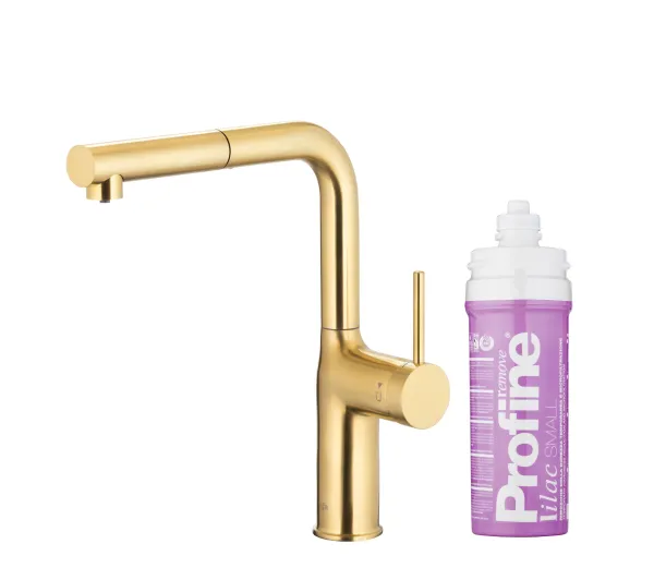 Baterie kuchenne - KFA Armatura Duero Pure Move Pull-Out 6623-425-39 Jasne złoto Stal szlachetna