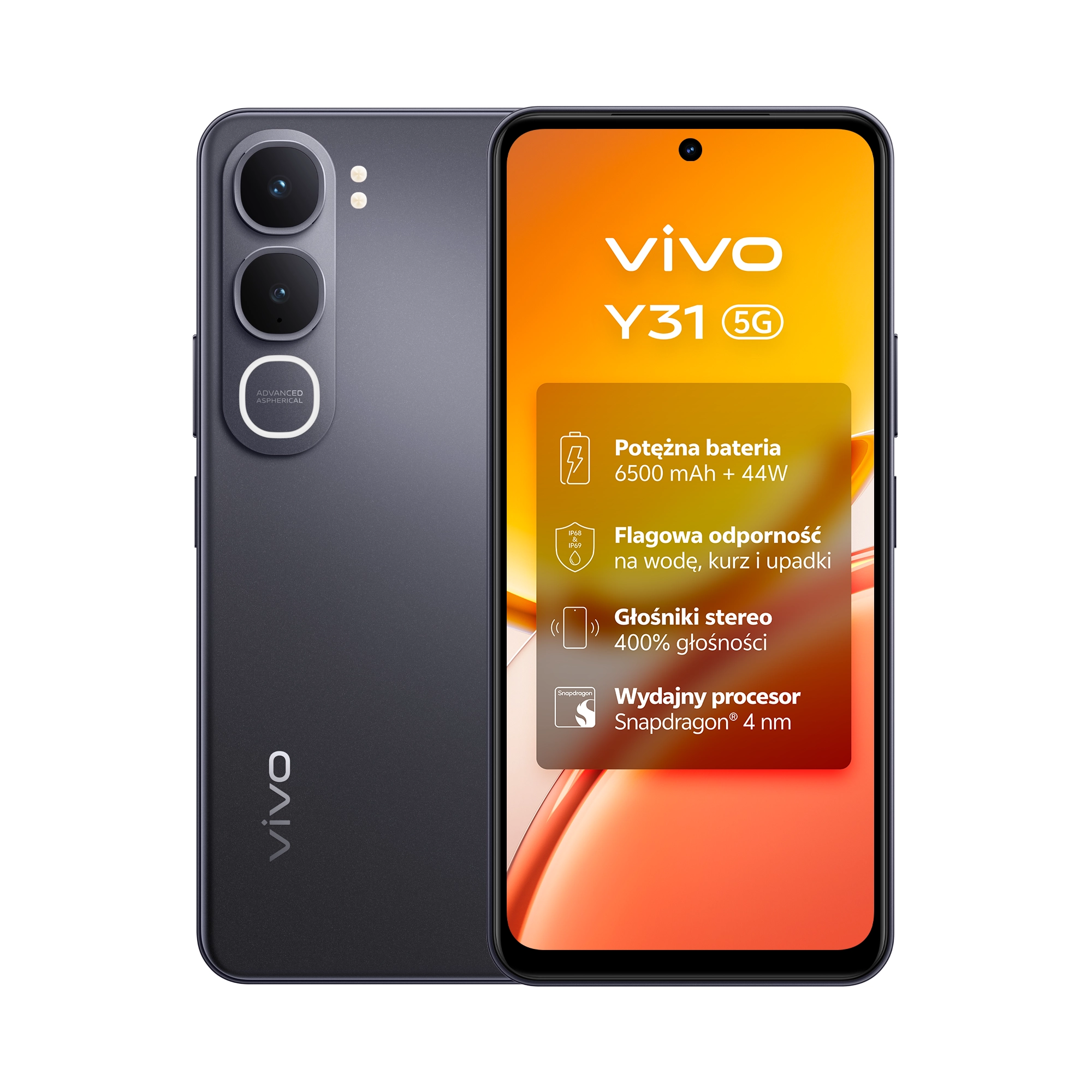 Smartfon vivo Y31 5G 6/256GB 6,72" 120Hz 50Mpix Czarny
