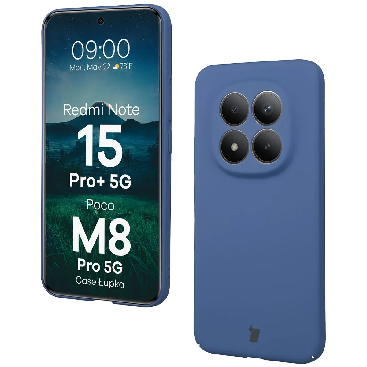 Etui Bizon Case Łupka do Xiaomi Redmi Note 15 Pro Plus 5G / POCO M8 Pro 5G Niebieski
