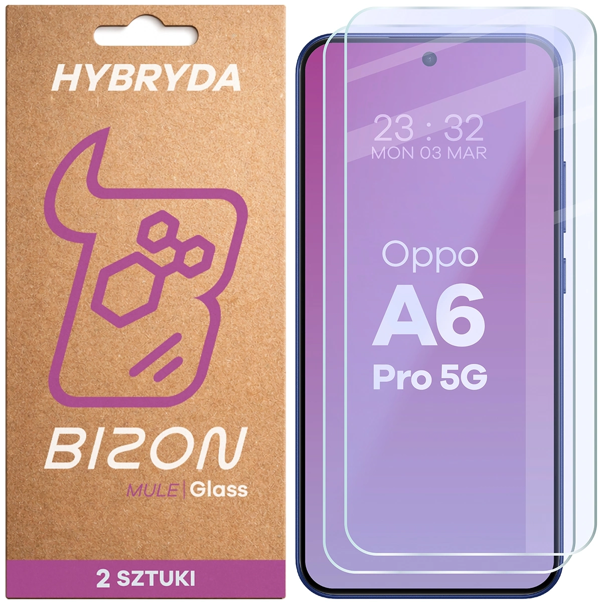 Szkło hybrydowe Bizon elastyczne Glass Mule Duo do Oppo A6 Pro 5G 2 sztuki