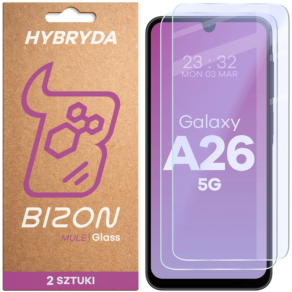 Szkło hybrydowe Bizon elastyczne Glass Mule Duo do Galaxy A26 5G 2 sztuki