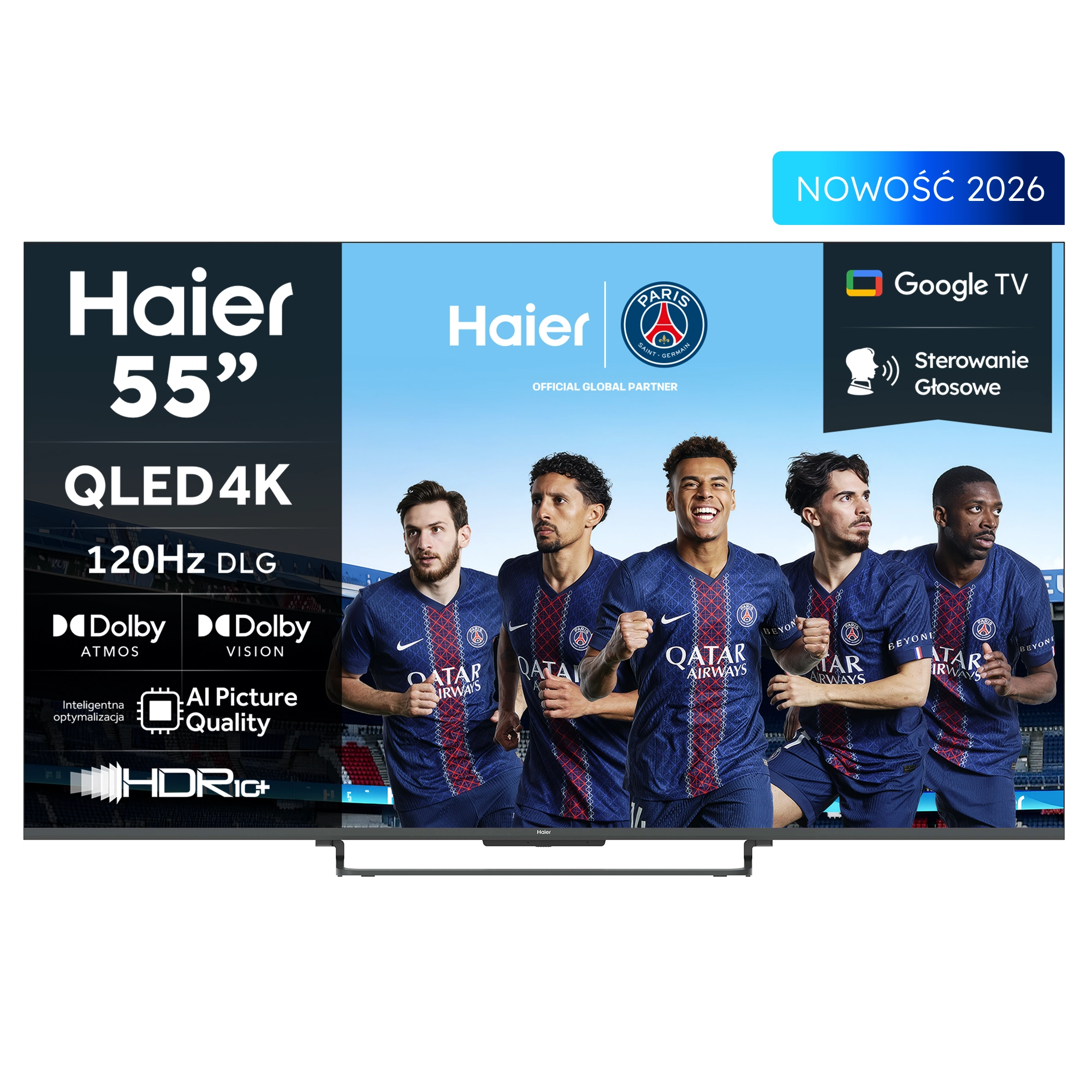 Telewizor Haier H55S85GUX 55" QLED 4K GoogleTV Funkcje AI Dolby Vision Dolby Atmos HDMI 2.1 DVB-T2