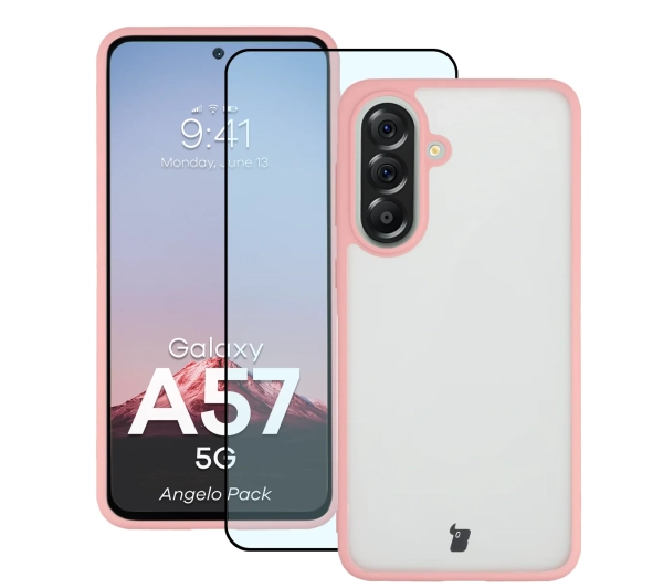 Bizon Angelo Pack do Galaxy A57 5G Jasnoróżowy