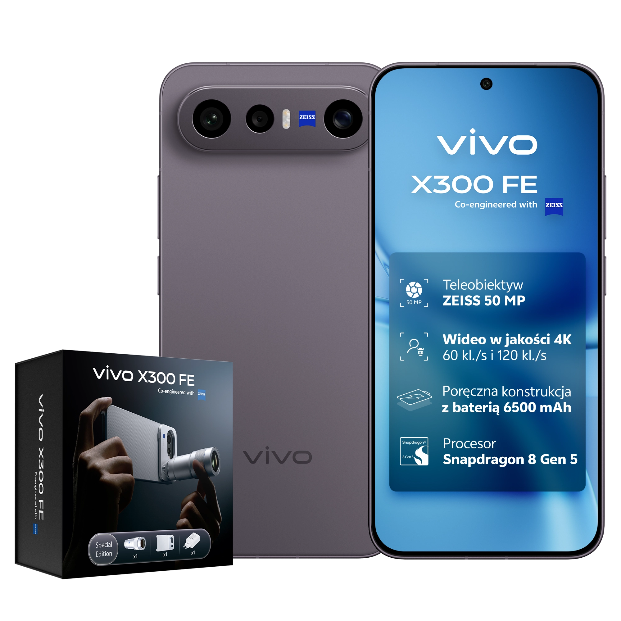 Smartfon vivo X300FE 5G 12/512GB 6,31" 120Hz 50Mpix Czarny + Zestaw