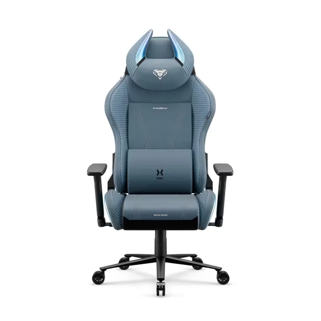 Fotel Diablo Chairs X-Horn 2.0 Normal Size Rainbow Blue Gamingowy do 140kg Tkanina Niebieski