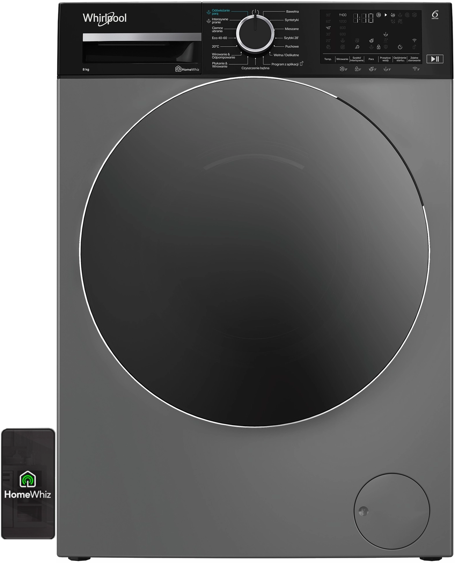 Pralka Whirlpool WAM874SKBCPL Slim Funkcje AI AdaptiveWash 8kg 1400obr/min Zdalne sterowanie