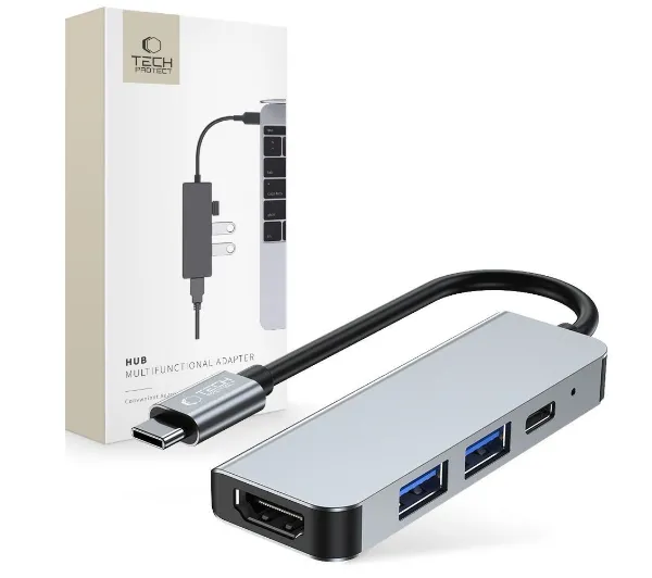 Tech-Protect V2 4w1 USB-C USB-A HDMI Szary