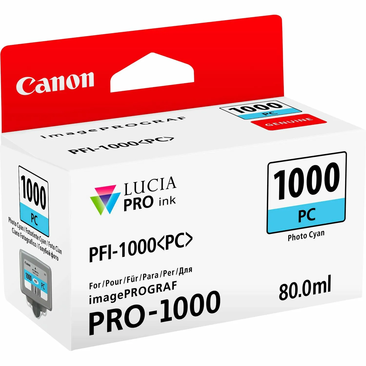 Tusz Canon PFI-1000PC Błękitny 80 ml