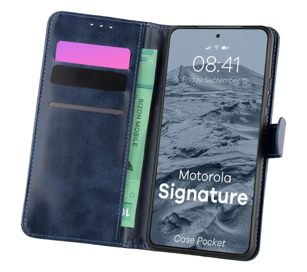 Bizon Case Pocket do Motorola Signature Granatowy