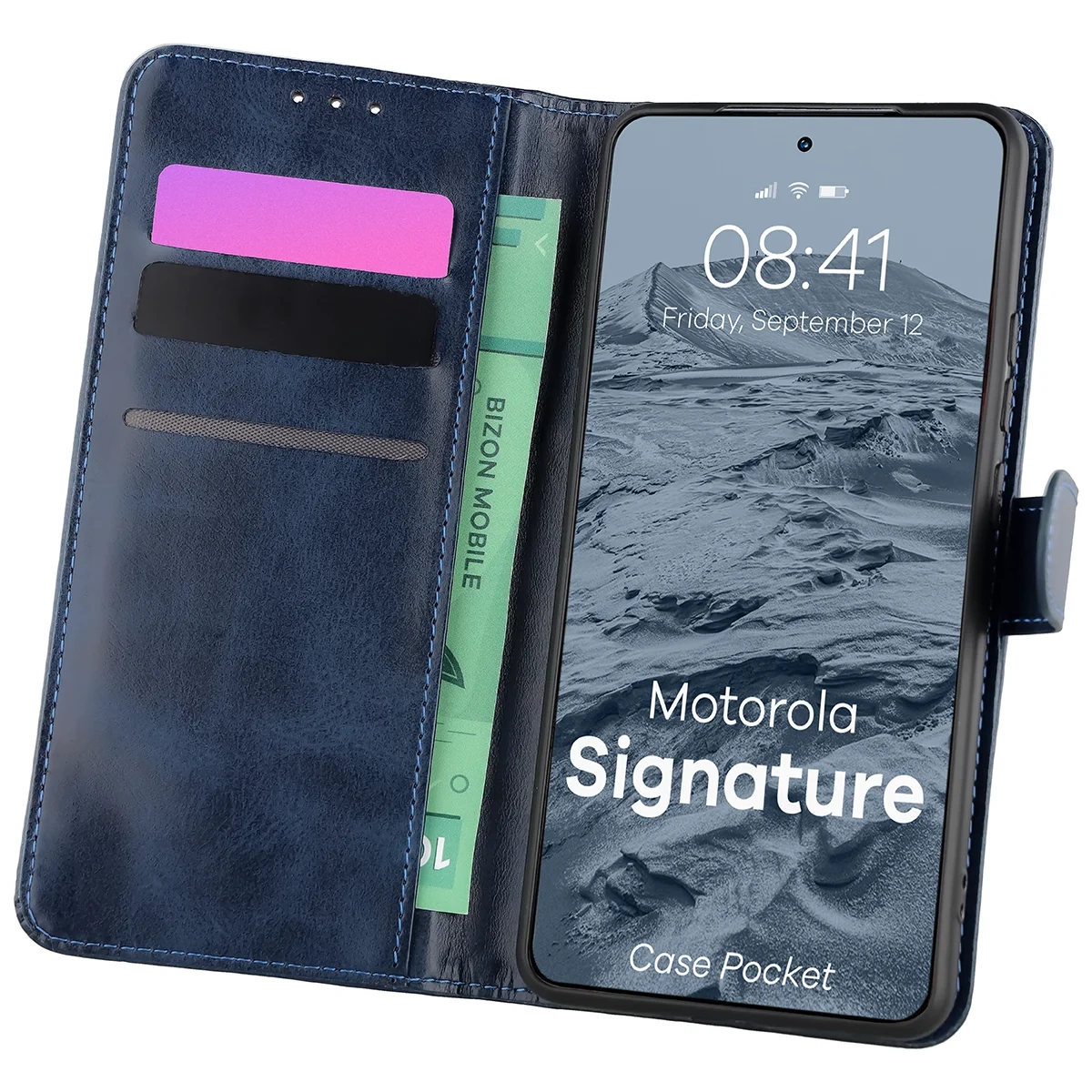 Etui Bizon Case Pocket do Motorola Signature Granatowy