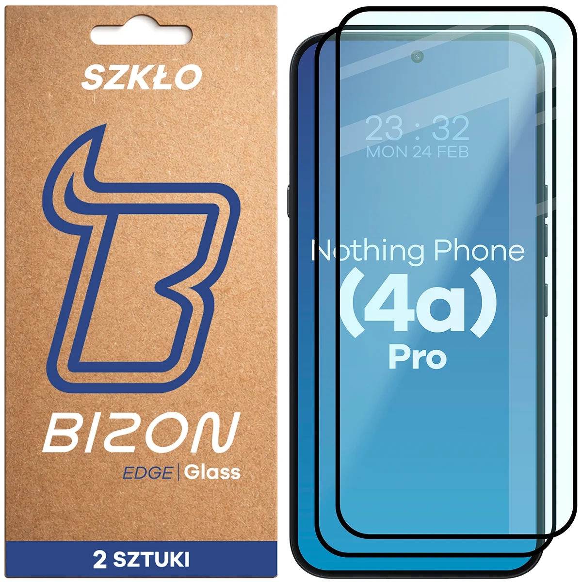 Szkło hartowane Bizon z ramką Glass Edge Duo do Nothing Phone 4a Pro 2 sztuki