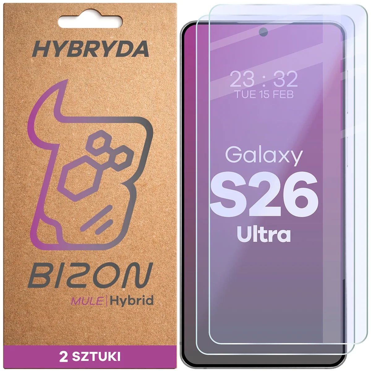 Szkło hybrydowe Bizon elastyczne Hybrid Mule Duo do Galaxy S26 Ultra 2 sztuki