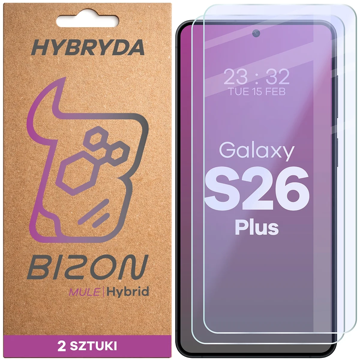 Szkło hybrydowe Bizon elastyczne Hybrid Mule Duo do Galaxy S26 Plus 2 sztuki