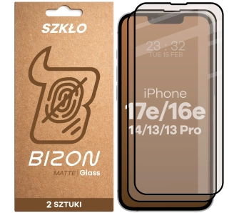 Szkło hartowane Bizon matowe Glass Matte Duo do iPhone 17e / 16e / 14 / 13 Pro / 13 2 sztuki
