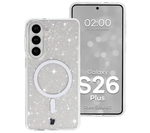 Bizon Case SparklO do Galaxy S26 Plus Przezroczyste z Brokatem