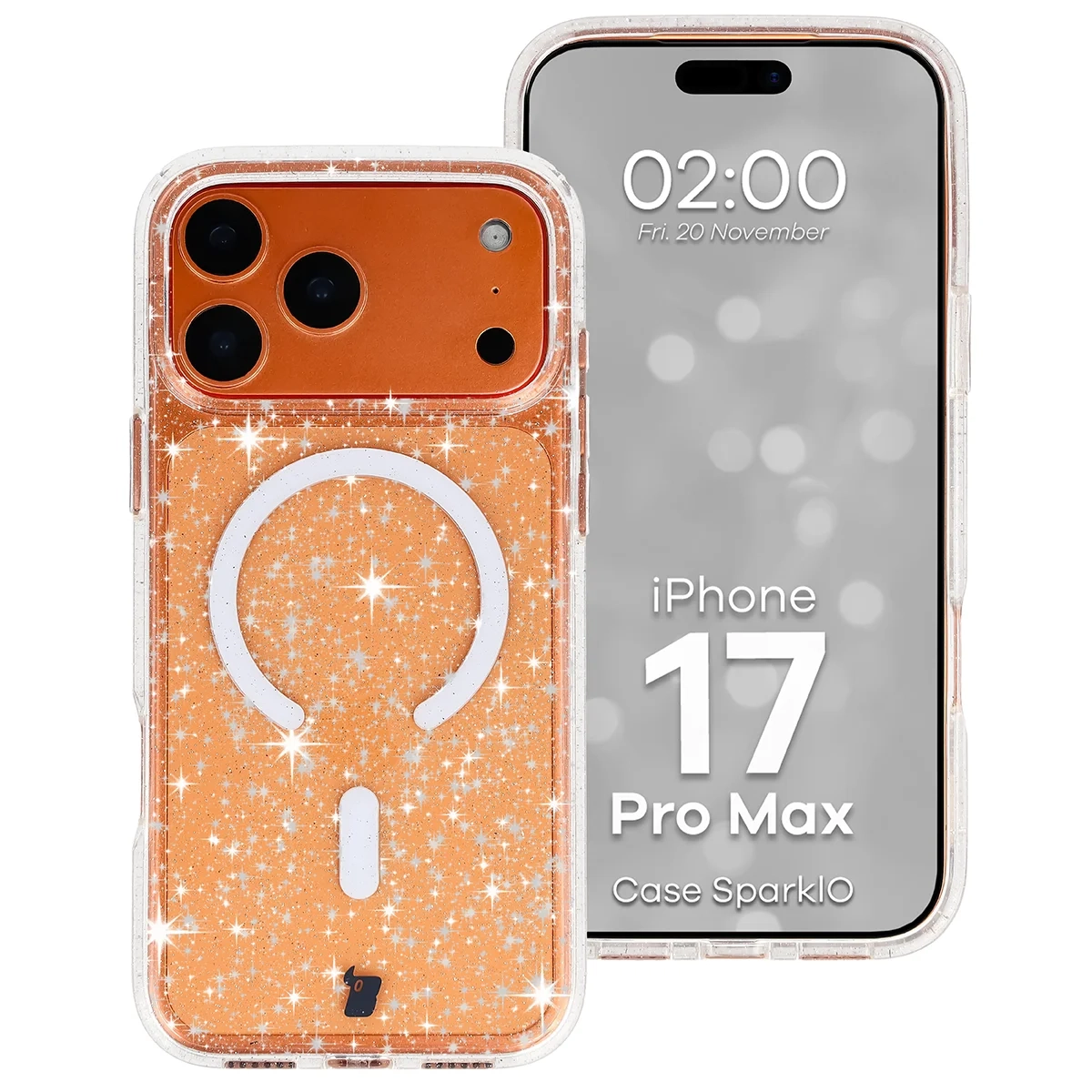 Etui Bizon Case SparklO do iPhone 17 Pro Max / 18 Pro Max Przezroczyste z Brokatem